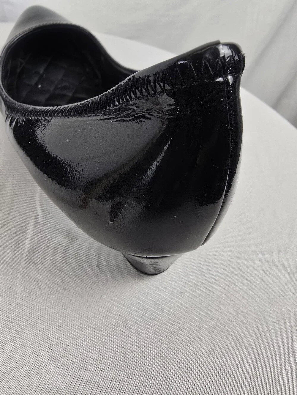 Cole Haan Tali Luxe Black Patent Leather Pointed Toe Wedge Kitten Heel Sz 7.5B